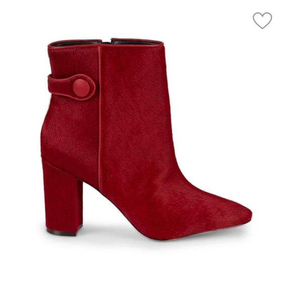 Ava & Aiden Red Button Tab Faux Calf Hair Booties Size 6 - Picture 1 of 7